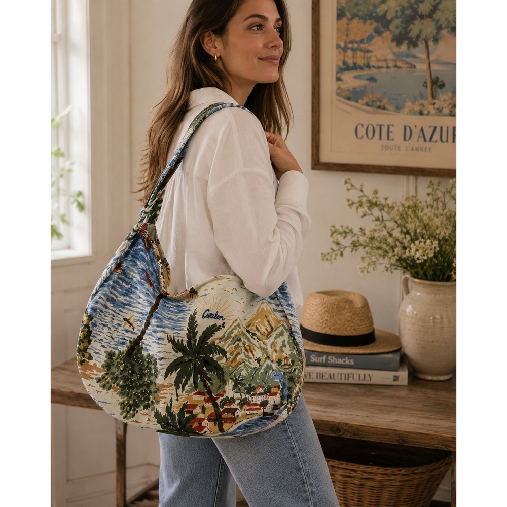 Reyn Spooner Hobo Bag Women Graphic Shoulder Slouchy Hawaiian Aloha Resort
